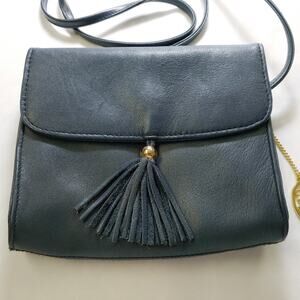 Vintage Vieta Navy Blue Crossbody Purse Tassel Shoulder Bag